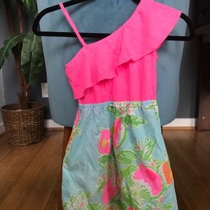 Lilly Pulitzer Girls Runa One Shoulder Dress EUC